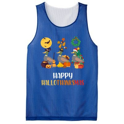 Duck Halloween And Merry Christmas Happy Hallothanksmas Meaningful Gift Mesh Reversible Basketball Jersey Tank