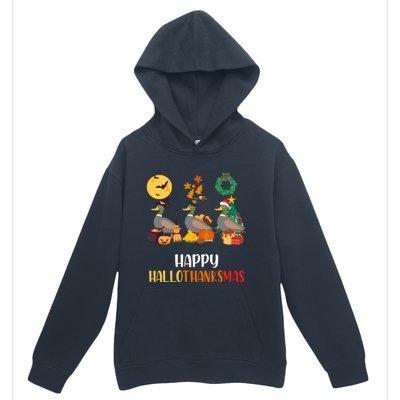 Duck Halloween And Merry Christmas Happy Hallothanksmas Meaningful Gift Urban Pullover Hoodie