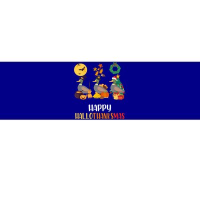 Duck Halloween And Merry Christmas Happy Hallothanksmas Gift Bumper Sticker