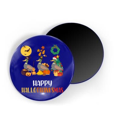 Duck Halloween And Merry Christmas Happy Hallothanksmas Gift Magnet