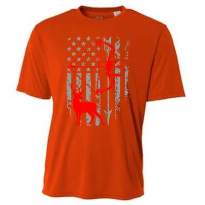 Deer Hunting American Flag Bow Hunting Patriotic Hunters Gift Cooling Performance Crew T-Shirt