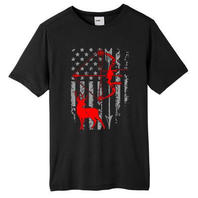 Deer Hunting American Flag Bow Hunting Patriotic Hunters Gift Tall Fusion ChromaSoft Performance T-Shirt