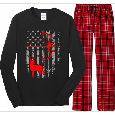 Deer Hunting American Flag Bow Hunting Patriotic Hunters Gift Long Sleeve Pajama Set