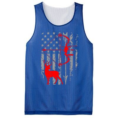 Deer Hunting American Flag Bow Hunting Patriotic Hunters Gift Mesh Reversible Basketball Jersey Tank