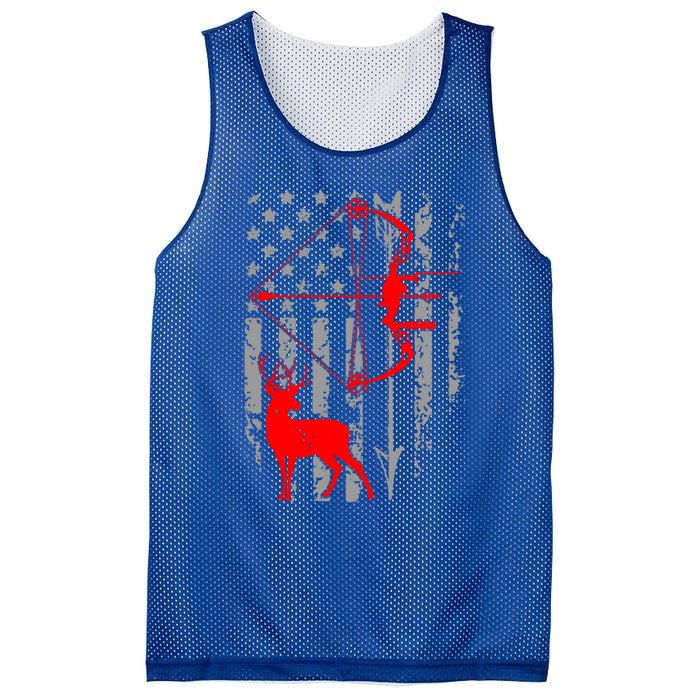 Deer Hunting American Flag Bow Hunting Patriotic Hunters Gift Mesh Reversible Basketball Jersey Tank