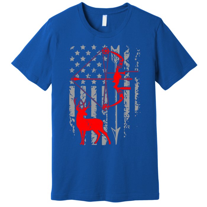 Deer Hunting American Flag Bow Hunting Patriotic Hunters Gift Premium T-Shirt