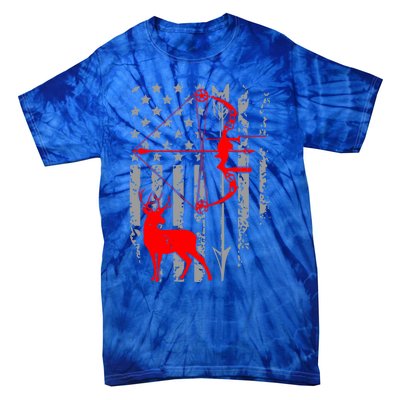 Deer Hunting American Flag Bow Hunting Patriotic Hunters Gift Tie-Dye T-Shirt