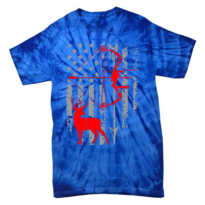 Deer Hunting American Flag Bow Hunting Patriotic Hunters Gift Tie-Dye T-Shirt