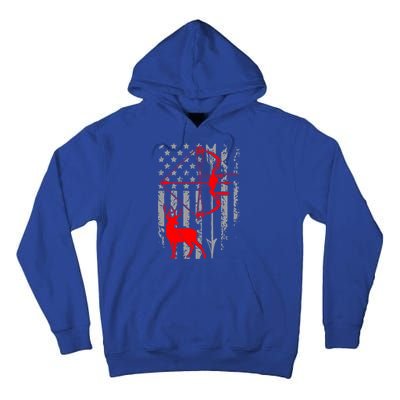 Deer Hunting American Flag Bow Hunting Patriotic Hunters Gift Tall Hoodie