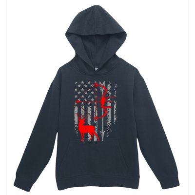 Deer Hunting American Flag Bow Hunting Patriotic Hunters Gift Urban Pullover Hoodie