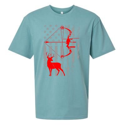 Deer Hunting American Flag Bow Hunting Patriotic Hunters Gift Sueded Cloud Jersey T-Shirt