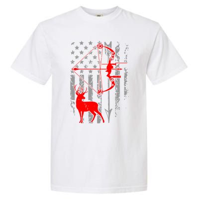 Deer Hunting American Flag Bow Hunting Patriotic Hunters Gift Garment-Dyed Heavyweight T-Shirt