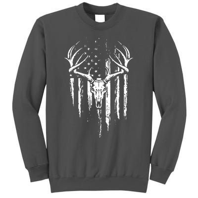 Deer Hunting American Flag Bowhunting Whitetail Bow Hunter Tall Sweatshirt