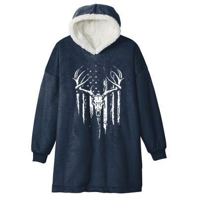 Deer Hunting American Flag Bowhunting Whitetail Bow Hunter Hooded Wearable Blanket