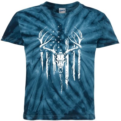 Deer Hunting American Flag Bowhunting Whitetail Bow Hunter Kids Tie-Dye T-Shirt