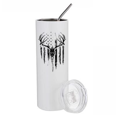 Deer Hunting American Flag Bowhunting Whitetail Bow Hunter Stainless Steel Tumbler