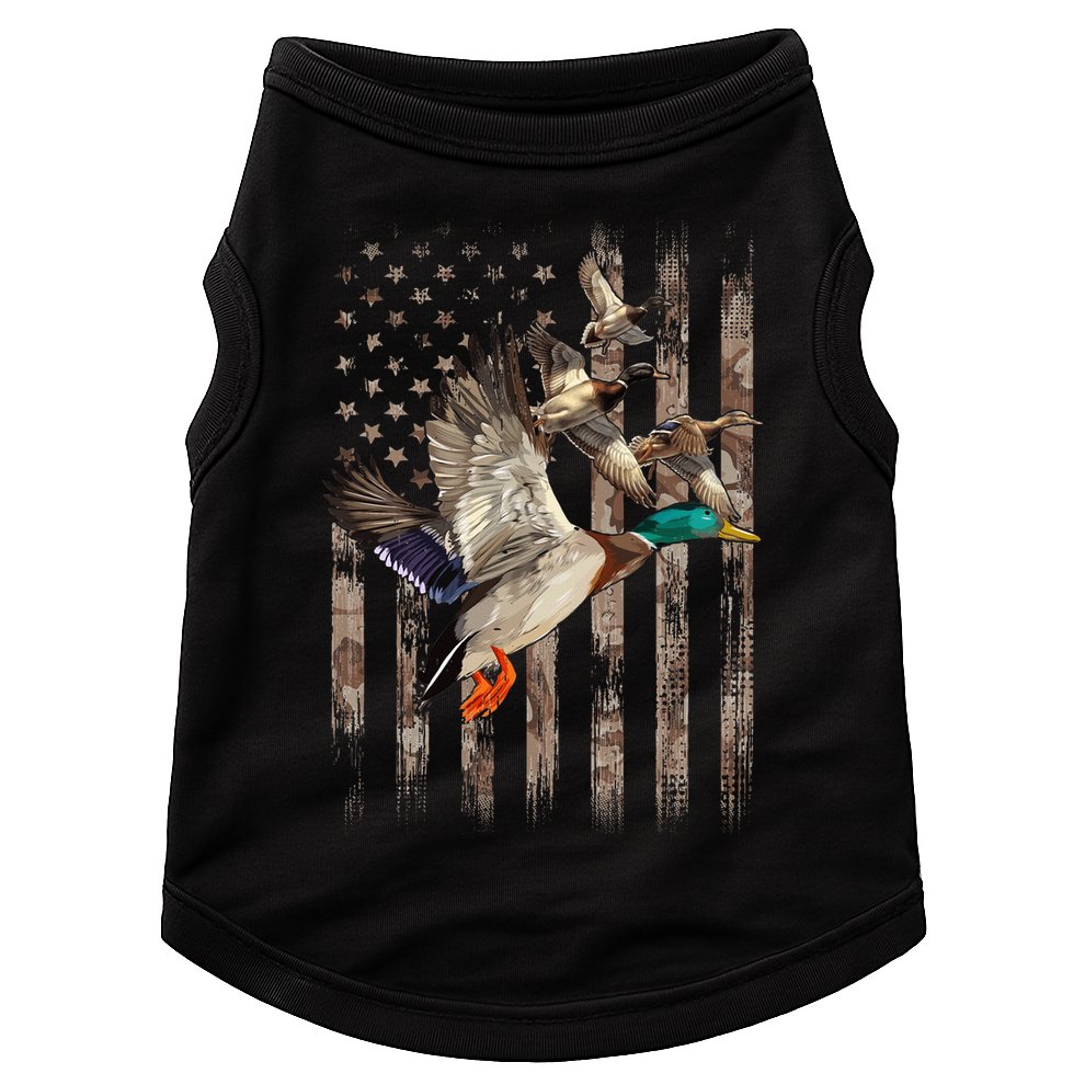 Duck Hunter American Flag Waterfowl Hunting Camouflage Doggie Tank