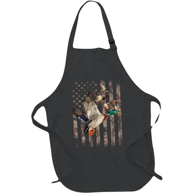 Duck Hunter American Flag Waterfowl Hunting Camouflage Full-Length Apron With Pockets