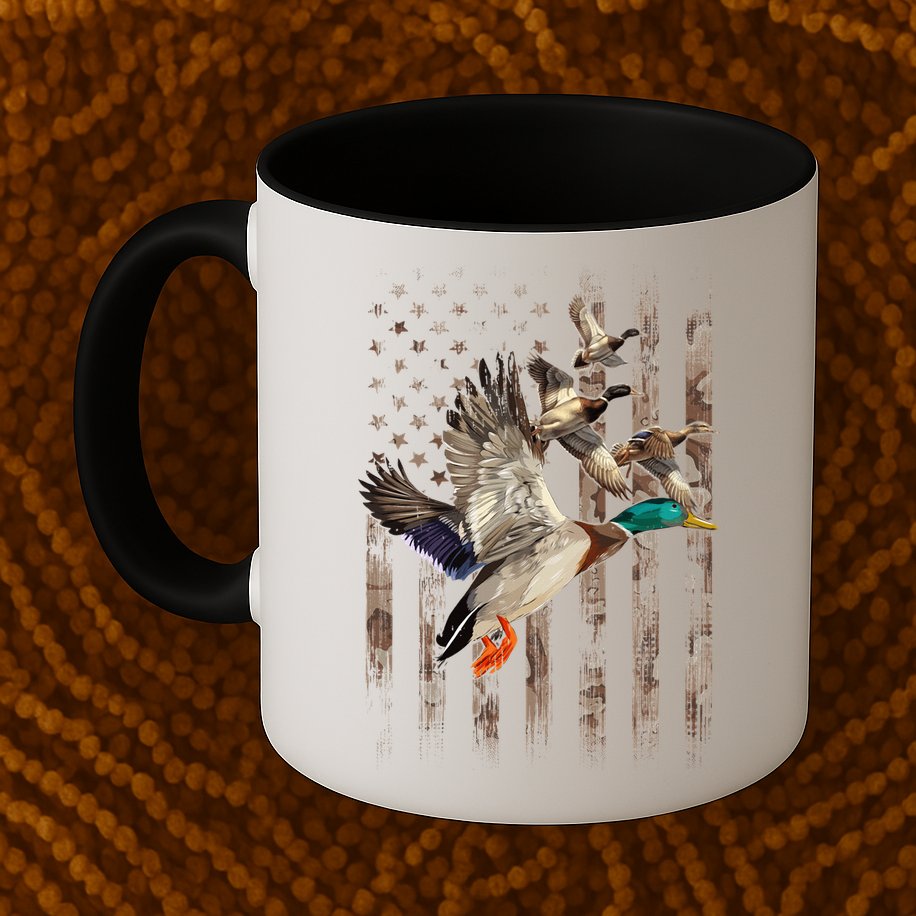Duck Hunter American Flag Waterfowl Hunting Camouflage Mug