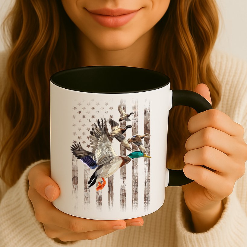 Duck Hunter American Flag Waterfowl Hunting Camouflage Mug