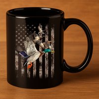 Duck Hunter American Flag Waterfowl Hunting Camouflage 11oz C Handle Ceramic Mug