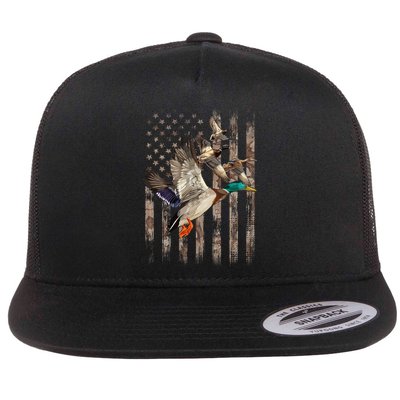 Duck Hunter American Flag Waterfowl Hunting Camouflage Flatbill Hat