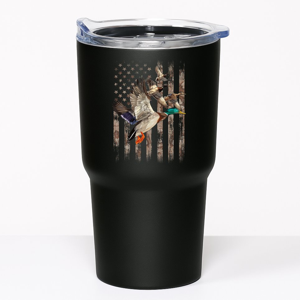 Duck Hunter American Flag Waterfowl Hunting Camouflage Tumbler