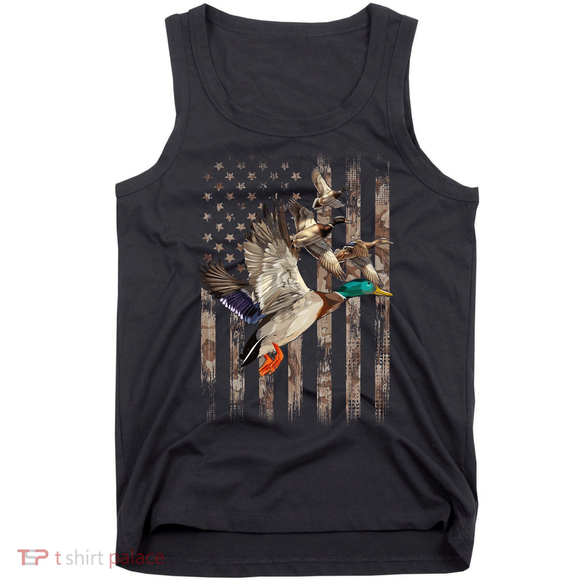 Duck Hunter American Flag Waterfowl Hunting Camouflage Tank Top