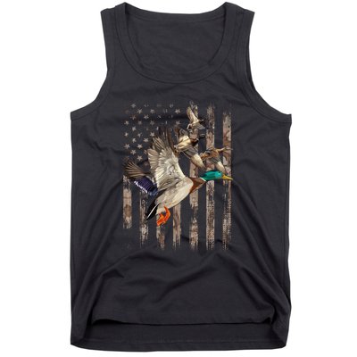 Duck Hunter American Flag Waterfowl Hunting Camouflage Tank Top