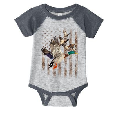 Duck Hunter American Flag Waterfowl Hunting Camouflage Infant Baby Jersey Bodysuit