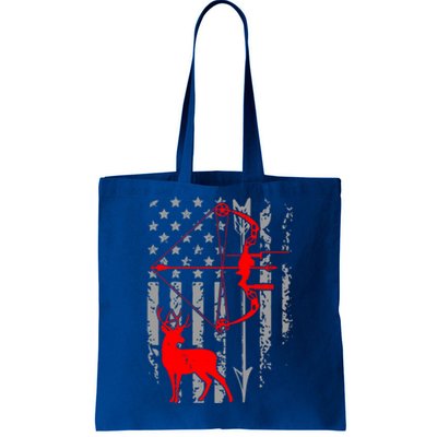 Deer Hunting American Flag Bow Hunting Patriotic Hunters Cool Gift Tote Bag