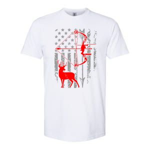 Deer Hunting American Flag Bow Hunting Patriotic Hunters Cool Gift Softstyle CVC T-Shirt