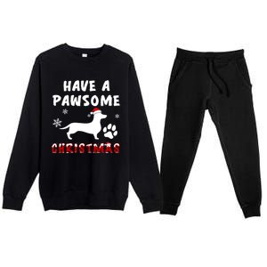 Dachshund Have A Pawsome Christmas Gift Premium Crewneck Sweatsuit Set