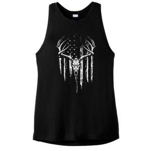 Deer Hunting American Flag Bowhunting Whitetail Bow Hunter Ladies PosiCharge Tri-Blend Wicking Tank