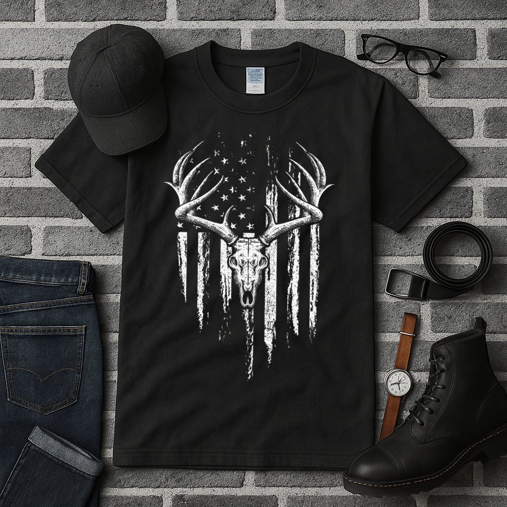 Deer Hunting American Flag Bowhunting Whitetail Bow Hunter Tall T-Shirt