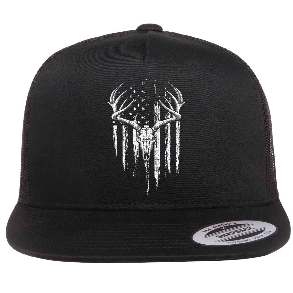 Deer Hunting American Flag Bowhunting Whitetail Bow Hunter Flat Bill Trucker Hat