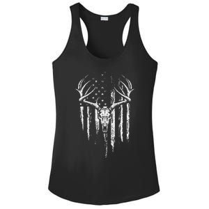 Deer Hunting American Flag Bowhunting Whitetail Bow Hunter Ladies PosiCharge Competitor Racerback Tank