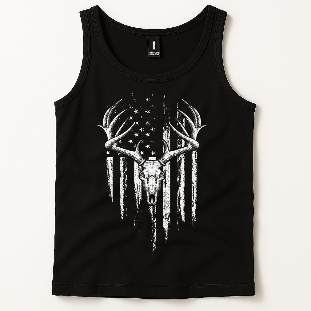 Deer Hunting American Flag Bowhunting Whitetail Bow Hunter Tank Top