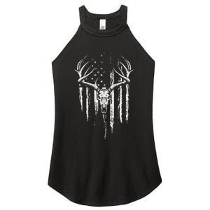 Deer Hunting American Flag Bowhunting Whitetail Bow Hunter Women's Perfect Tri Rocker Tank