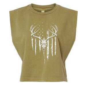 Deer Hunting American Flag Bowhunting Whitetail Bow Hunter Garment-Dyed Women's Muscle Tee