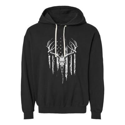 Deer Hunting American Flag Bowhunting Whitetail Bow Hunter Garment-Dyed Fleece Hoodie