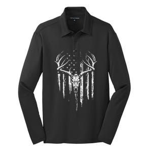 Deer Hunting American Flag Bowhunting Whitetail Bow Hunter Silk Touch Performance Long Sleeve Polo