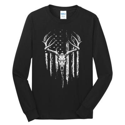 Deer Hunting American Flag Bowhunting Whitetail Bow Hunter Tall Long Sleeve T-Shirt