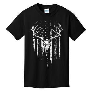 Deer Hunting American Flag Bowhunting Whitetail Bow Hunter Kids T-Shirt