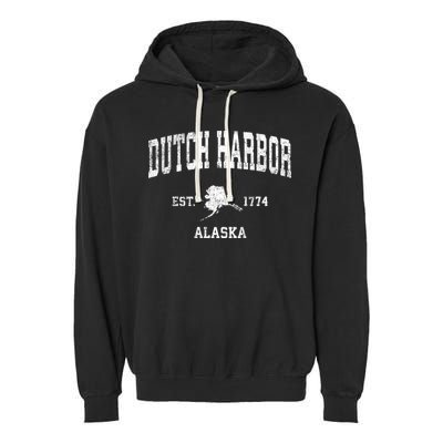 Dutch Harbor Alaska Ak Vintage Sports Garment-Dyed Fleece Hoodie