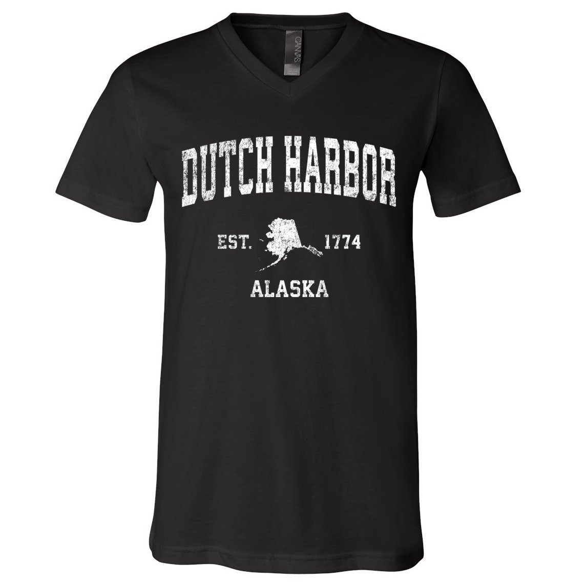 Dutch Harbor Alaska Ak Vintage Sports V-Neck T-Shirt