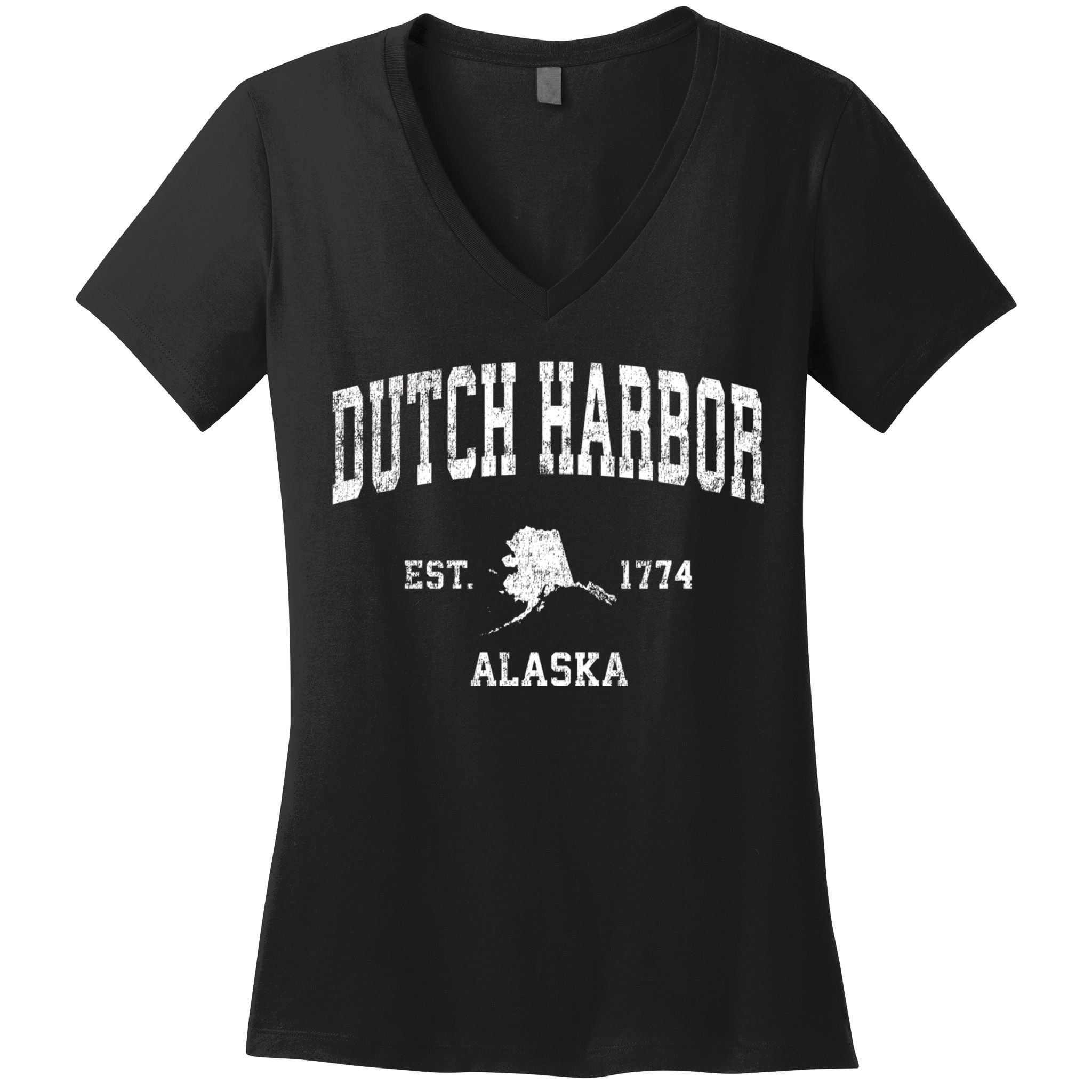 Dutch Harbor Alaska Ak Vintage Sports Women's V-Neck T-Shirt