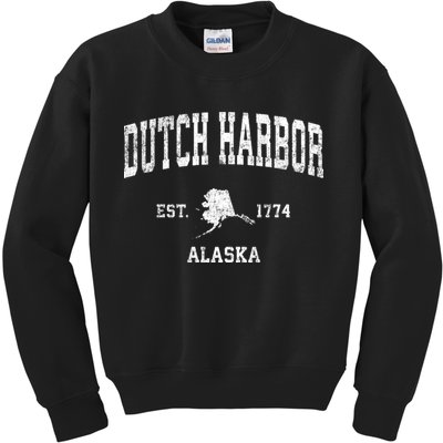 Dutch Harbor Alaska Ak Vintage Sports Kids Sweatshirt