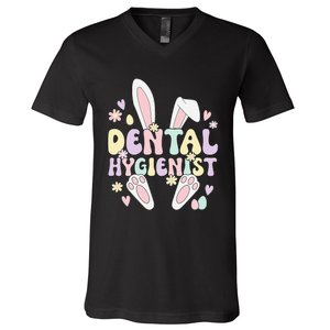 Dental Hygienist Bunny Dental Hygiene Easter Day V-Neck T-Shirt