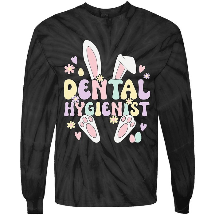 Dental Hygienist Bunny Dental Hygiene Easter Day Tie-Dye Long Sleeve Shirt